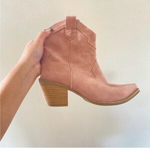 Jeffrey Campbell RANCHER-L2 in pink suede cowboy boots sz 7.5